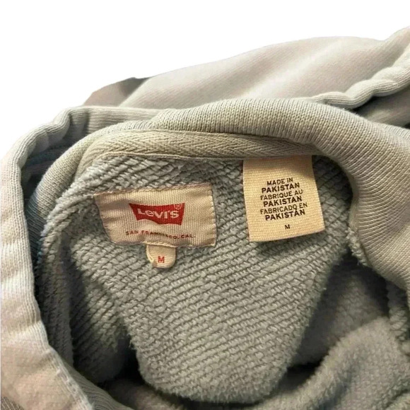 Levis Hoodie Mens Medium Blue Pullover Hooded Sweatshirt Logo Spell Out Pocket - Picture 7 of 9